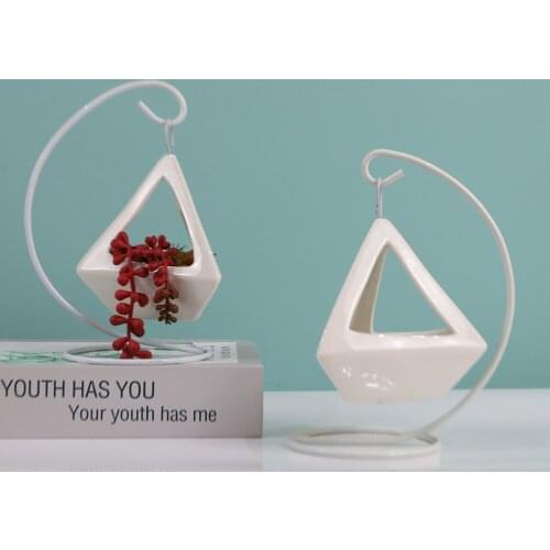 White Rectangular Ceramic Succulent Air Plants Pearls Holder Container Flower Pots for Desk Home Decoration can CSV