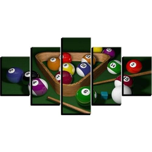 Billiard Cue and Balls Sport 5 Pieces Canvas Picture Print Wall Art Canvas Painting Wall Decor for Living Room Poster No Framed