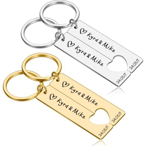 Anniversary Valentine Day Gift Customized Couples Keychain Boyfriend Girlfriend Keyring Husband Women Men KeyChain