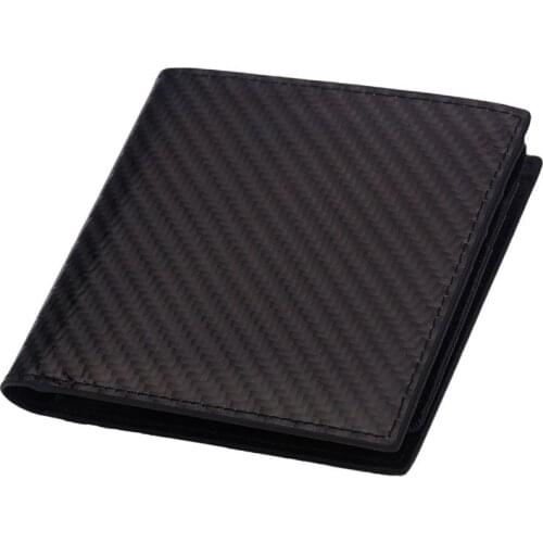 KEVIN YUN Designer Brand Men Wallets Carbon Fiber RFID Blocking Genuine Leather Wallet Male Card Holder Purse with Coin Pocket