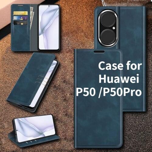 Huawei P50 Phone Case Drop-Resistant Business Ultra-Thin Flip Card Slot Magnetic Suction Huawei P50pro Protective Case