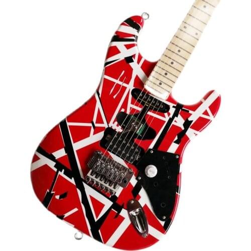 Chitarra elettrica, chitarra elettrica seivan Halen 107strat, chitarra frangiotteria a strisce rosse мstein