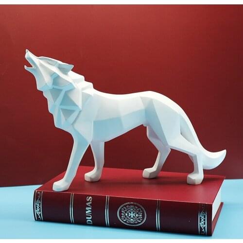 Polyresin Wolf Figurine Home Decor, Abstract Sculptures Room Decor desk accessories Furnishing Animal Ornament Resin Statues