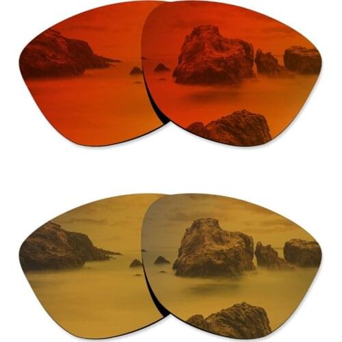 Glintbay 2 Pairs Polarized Sunglasses Replacement Lenses for Oakley Frogskins Fire Red and Bronze Gold