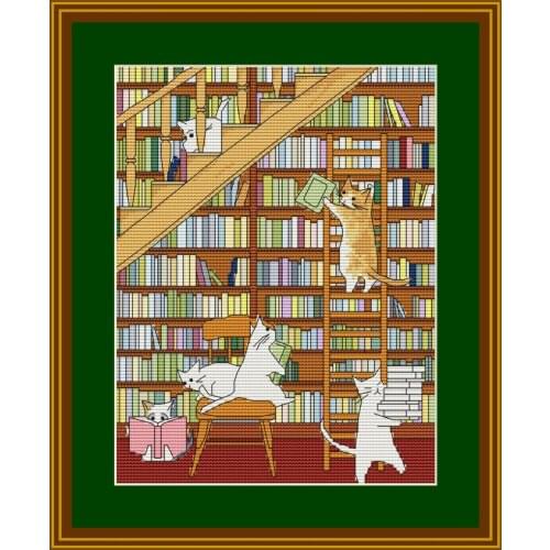 GG RS cotton self-matching cross stitch Cross stitch RS cotton comes with no prints No prints Cat librarian