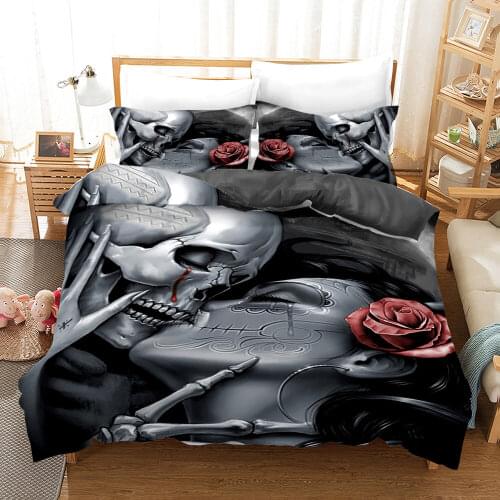 Dropshipping SINGLE only 1 PillowcaseBedding Set 3D Print Duvet Cover Merry Christmas Bedding SKULL