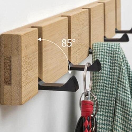 Creative wooden folding door hook clothes shelf wall hanging key holder bathroom towel hook home decoration WF1123240