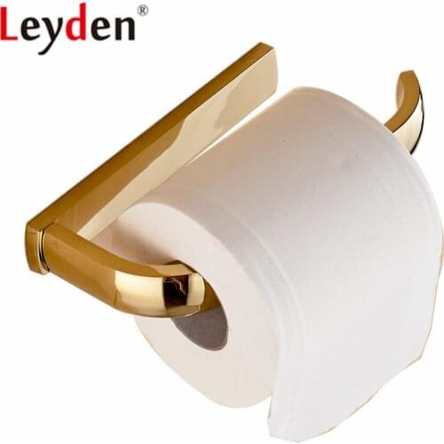 Leyden Gold Toilet paper Holder Solid Brass Bathroom Tissue Holder Lavatory Wall Mounted Roll Paper Holder Bathroom Accessories