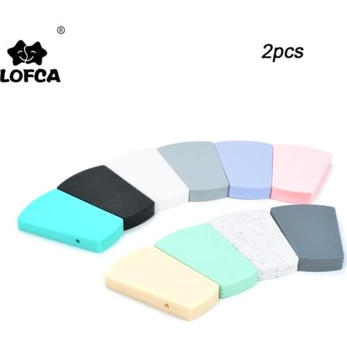 LOFCA 2pcs Silicone Beads trapezoid Teething Food Grade Baby Beads Teether Nursing BPA Free High Quality Silicone Teether Toy