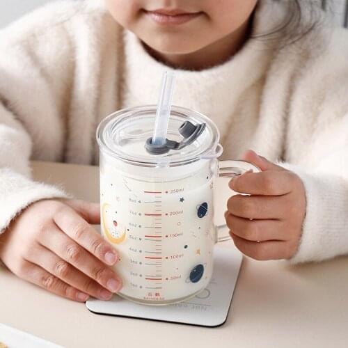 Multifunction Graffiti Seal Cup Graduated Milk Glass Cup High Temperature Resistant Graduated Cup Baby Cute Water Cup