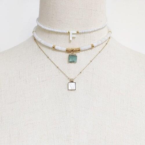 Fashionable Simple Classic Natural Stone Necklace Irregular Green Stone Pendant Choker Mujer Moda 2021 Halloween Gift For Friend