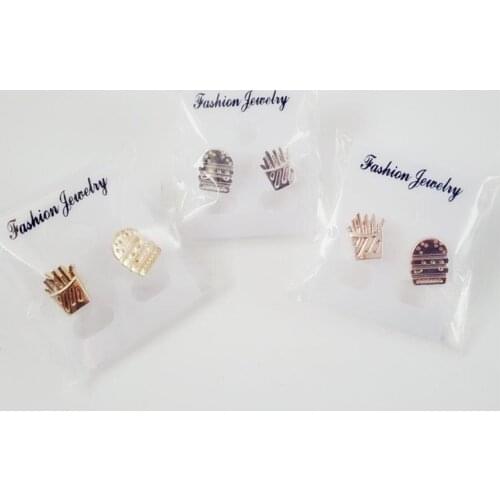 Fashion hamburgers French fries stud earrings, fast food stud earrings, personality party stud earrings for women