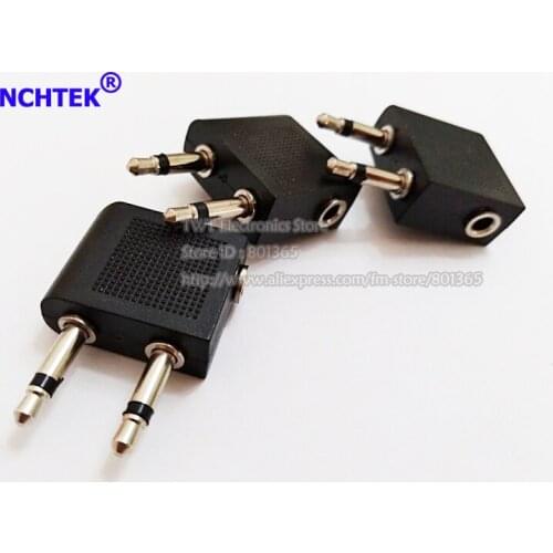 NCHTEK 3.5mm to 1/8" Headphone Adapter For Standard Passenger Airline Airplane Headset/Free shipping/5PCS
