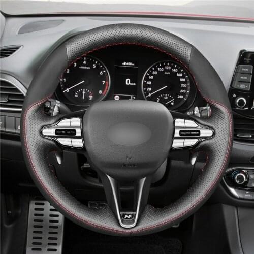 DIY Anti-Slip Wear-Resistant Steering Wheel Cover For Hyundai i30 N 2018-2020 Veloster N 2019-2021 Car Interior Decoration