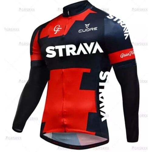 STRAVA Autumn Bicycle Jersey Bicycle Team Race Sportswear Road Bike Shirt Males' MTB Downhill Clothing Full Sleeve Bicycle Wear