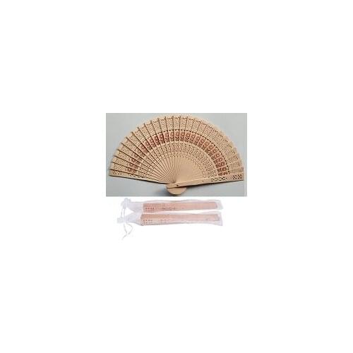 Independent silk bag packaging factory direct wood folding fan hollow wood carving craft fan