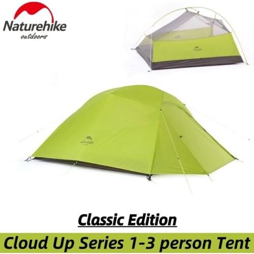 Naturehike Tent Cloud Up 1-3 Person Ultralight Camping Tent Outdoor Camp Equipment 2 Man Travel 4 Seasons Tourist Tent with Mat
