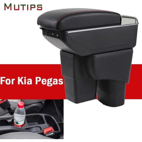 Mutips Armrest box leather arm rest USB storage box accessories interior parts decoration cover auto For Kia Pegas 2017 2018