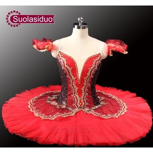 Adult Black Red Professional Tutu Red Ballet Tutus For Performance Black Swan Costumes Girls Ballet Tutu SD0014