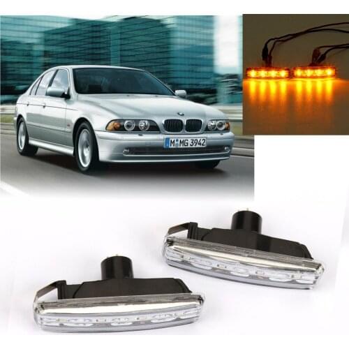 TAIHONGYU 2 x Clear Turn Indicators Side Marker Lights Lamps Fit For BMW E39 97-03 63148360589