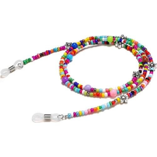 Multicolor Glass Beaded Eyeglass Chain Non-slip Sunglasses Reading Glasses Strap Eyewear Cord Women Rainbow Glasses Accessories