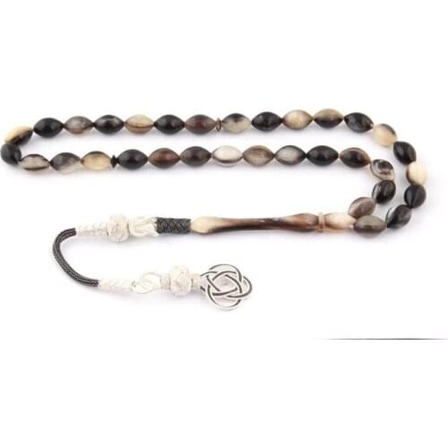 Ram Horn Handmade Rosary with1000 Sterling Silver Kazaz Tassel Barley Cutting
