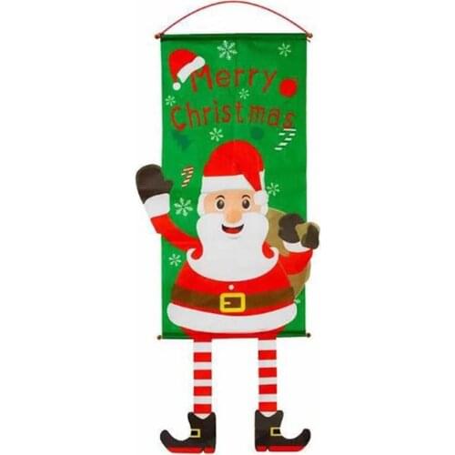 Merry Christmas Ornament Santa Claus Banner Flag Window Hanging Xmas Decorations Household Mall Elves Flower Christmas Tree
