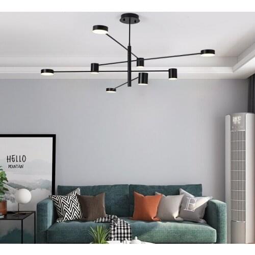 Modern Fashion Black Gold White Long Led Ceiling Suspended Chandelier Light Lamp for Hall Kitchen Living Room Loft Bedroom