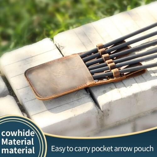 Archery Traditional Handmade Brown Waist Cowhide Leather Bow Hunting Portable Pocket Arrow Quiver Walk Shooting Target Practice