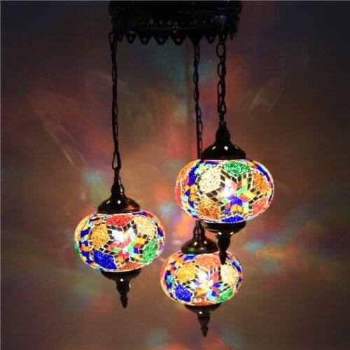 Turkey ethnic customs handmade Mosaic lamp romantic Hotel cafe restaurant bar Pendant light living-room balcony stairs