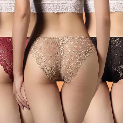 Women Hip Lift Lace Panties Floral Briefs Lingerie Low-Rise Panties Underpants Elegant Lady Underwear