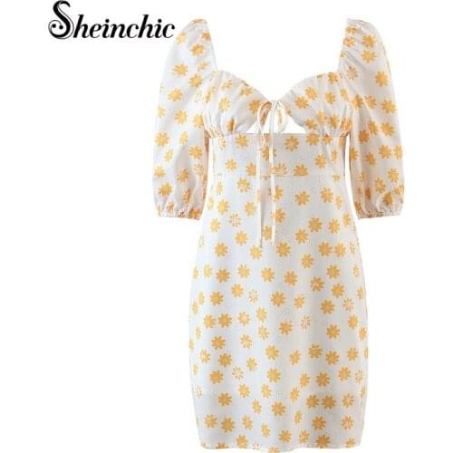 Sexy Strapless Backless Bohemian Beach Dress Summer Elegant Short Sleeve Flower Printed Mini Dresses for Women 2021