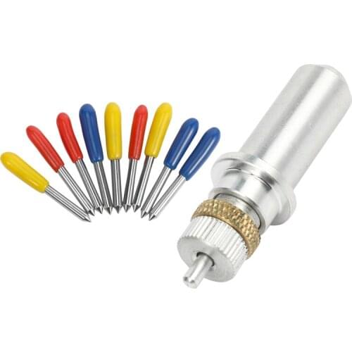 1Pc Tungsten Steel Carving Cutting Plotter Blade Holder With 9Pcs 30/45/60 Degree Vinyl Cutter Blades 23X2mm