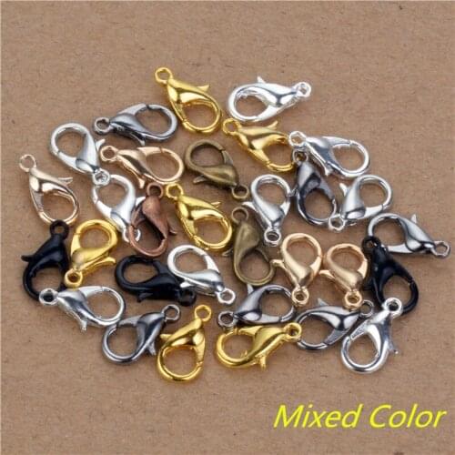 10mm 50pcs Mixed Color Fashion Jewelry Findings Lobster Clasps Hooks Gold/Silver/Bronze For Jewelry Making Necklace Bracelet