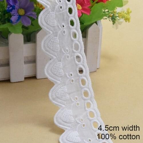 10yards 4.5cm wide 100% Cotton embroid lace sewing ribbon guipure trim wedding lace DIY Garment Accessories doll lace#3988