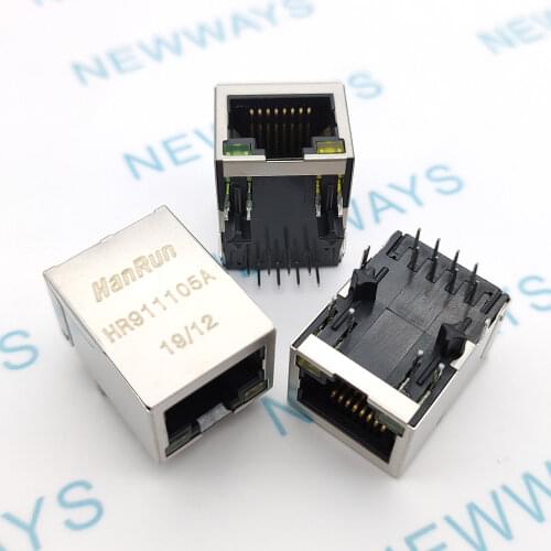 20Pcs/Lot Ethernet Connectors Hr911105A Hy911105A Rj45 Socket With Lamp Network Filter Socket