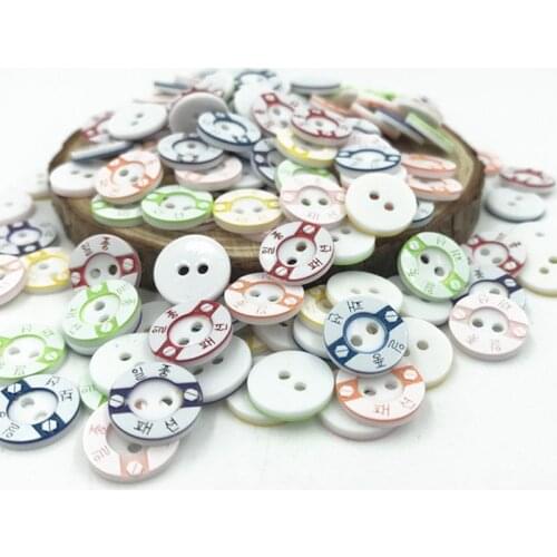200pcs Resin Buttons Mixed color 2-holes Lettering Scrapbooking Sewing craft 12mm