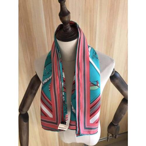 2020 new arrival spring classic horse 100% silk scarf twill hand made roll 90*90 cm squareshawl wrap for women lady gift