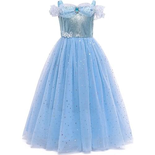 2021 Fashion Girl Clothes Childrens Clothing Doll Collar Elegant Dresses For Girls Child Girl Cosplay Princess Dress For 3-10 Y