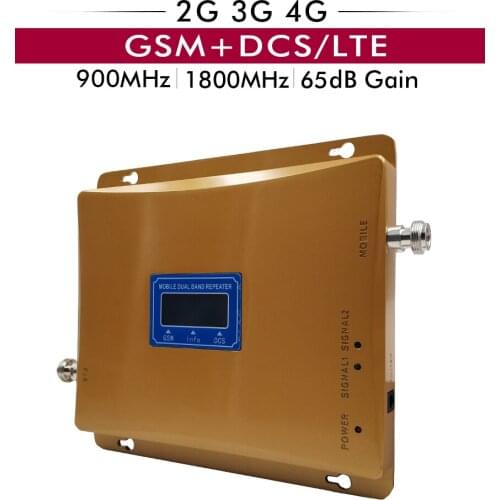 65dB Gain Dual Band Booster 2G GSM 900 3G 4G DCS/LTE 1800 Cellular Cell Phone Signal Repeater Signal Amplifier with LCD Display