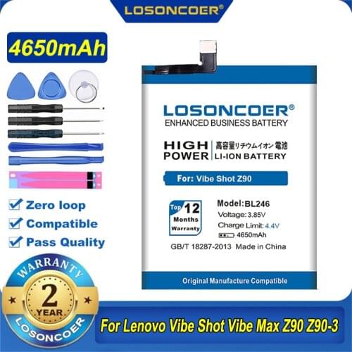 100% Original LOSONCOER BL246 Battery 4650mAh For Lenovo Vibe Shot Vibe Max Z90 Z90-3 Z90-7 Z90 Z90a40 Free Tool