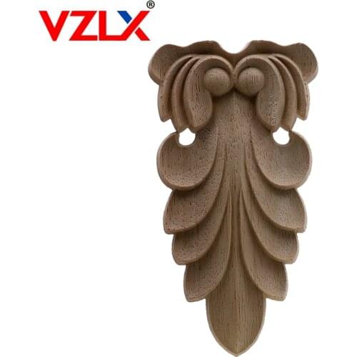 VZLX European-style Applique Stigma Flower-style Architectural Decoration Solid Wood Carved Beam Support Vintage Home Decor