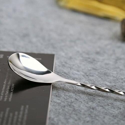 Long Handle Bar Cocktail Spoons Stainless Steel Mixing Spoon Cocktail Spoon With Spiral Pattern