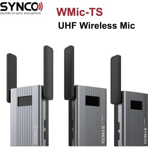 SYNCO WMic-TS Mini UHF Wireless Lapel Microphone Wireless Transmitter System 150m Dual Channel for Smartphone Camera Record