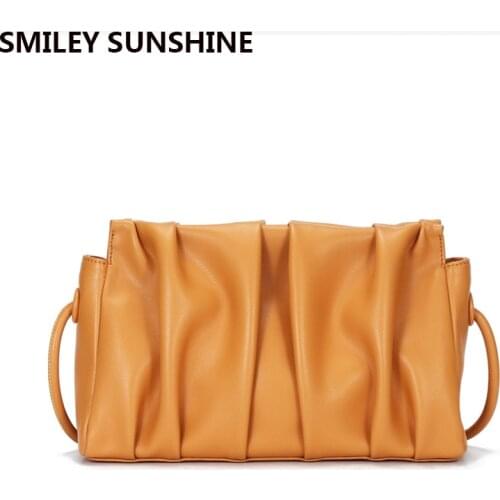 100% Genuine Leather Large Clutch Bag Cloud Women Shoulder Bag Pleated Cross Body Flap Bag Totes Handbag Ladies Wumen Hand Bag