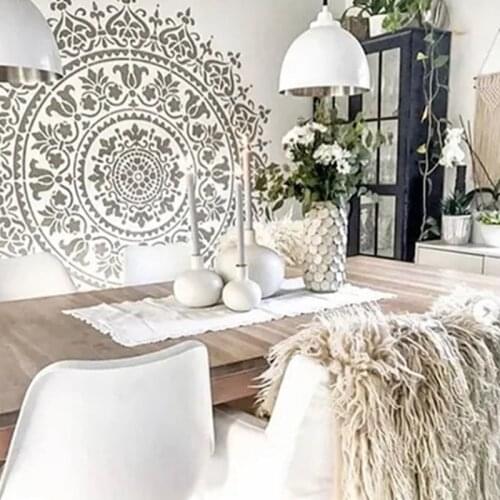 Mandala Auxiliary Painting Template Large Reusable Stencil for Floor Wall Tile Fabric Furniture Painting Accessory GQ