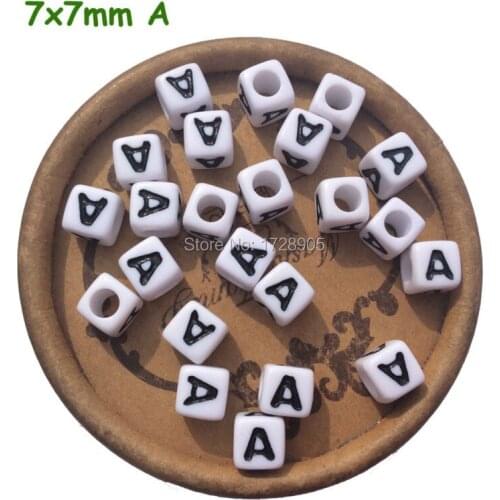 Letter Beads 50 pcs 7 mm Alphabet Letter Acrylic Cube Single Letter A E H I J O L M N R TO Z Beads for DIY Distinctive Bracelet