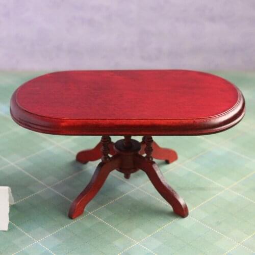 G07-X022children baby gift Toy 1:12 Dollhouse mini Furniture Miniature rement Doll accessories wooden table red color D017 1pc