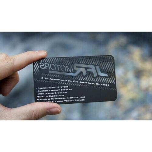 Customized design black stainless steel metal business card holed punching quality cataphoresis printable card