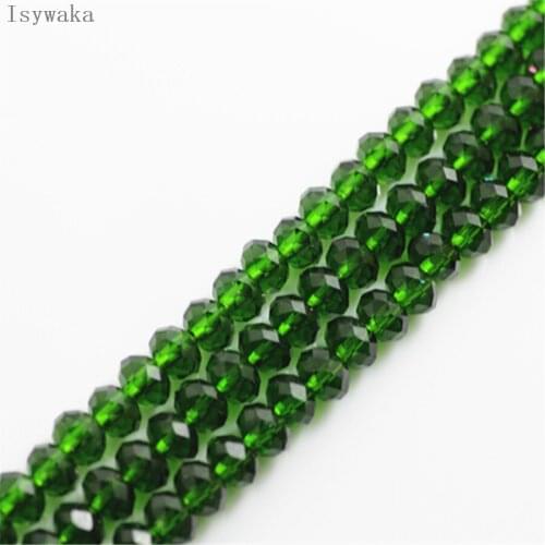 Isywaka Dark Green Color 6*8mm 72pcs Rondelle Austria faceted Crystal Glass Bead Loose Spacer Round Bead for Jewelry Making